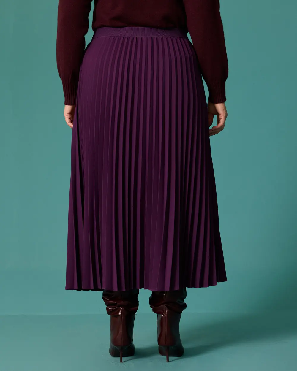 Plus Size Regular Waist A-Line Pleated Skirt