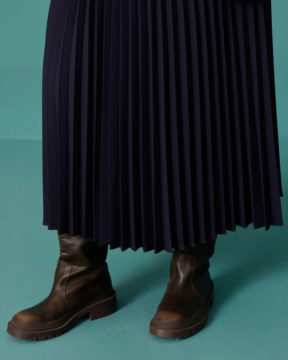 Plus Size Regular Waist A-Line Pleated Skirt