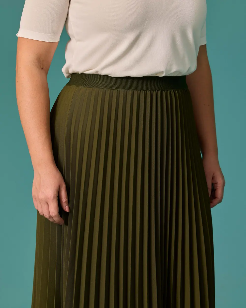 Plus Size Regular Waist A-Line Pleated Skirt