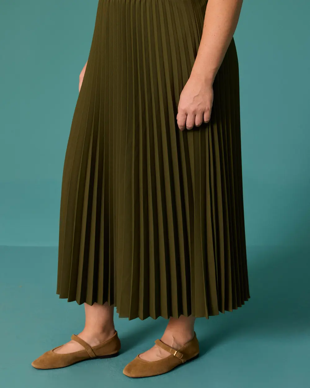 Plus Size Regular Waist A-Line Pleated Skirt