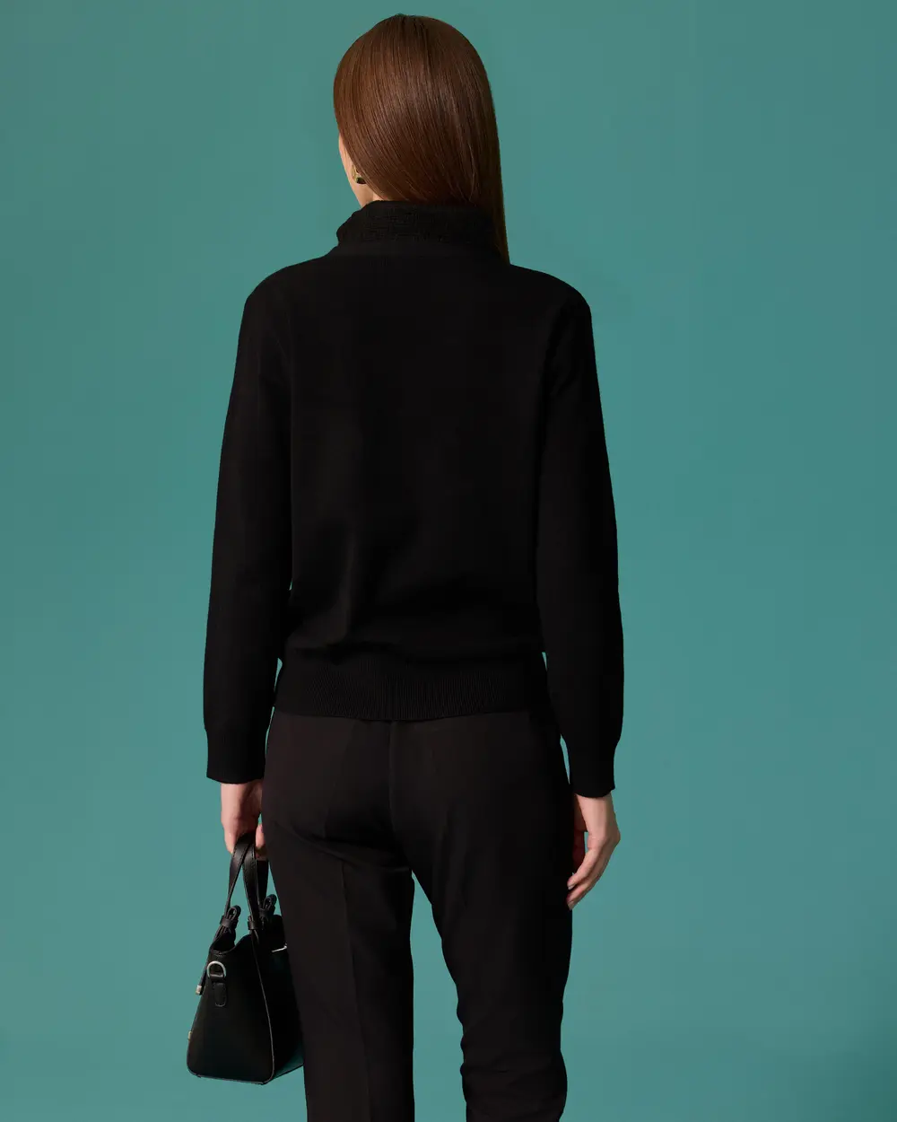 V-Neck Knit Sweater with Pearl Button Details