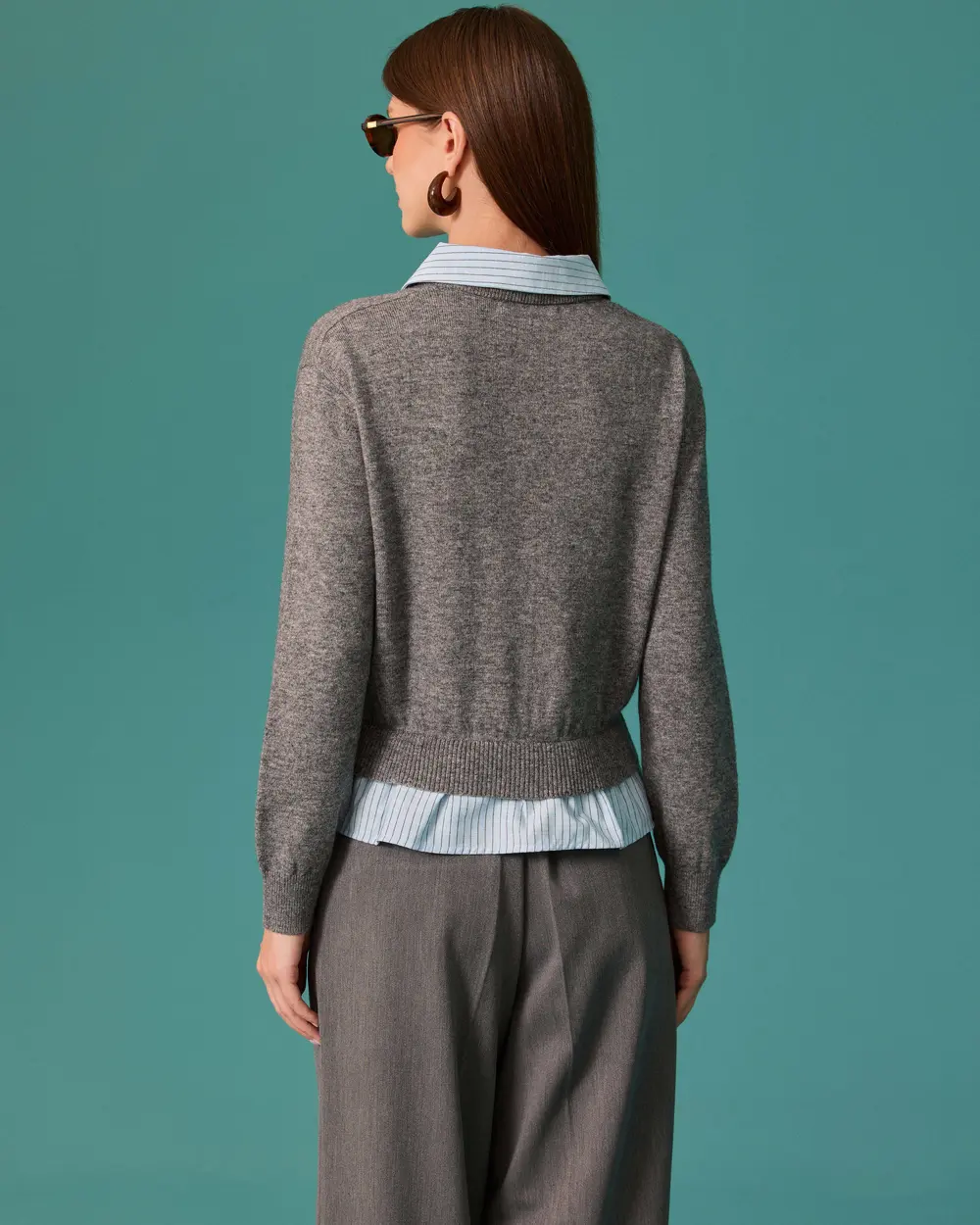 Shirt-Collar Knit Sweater
