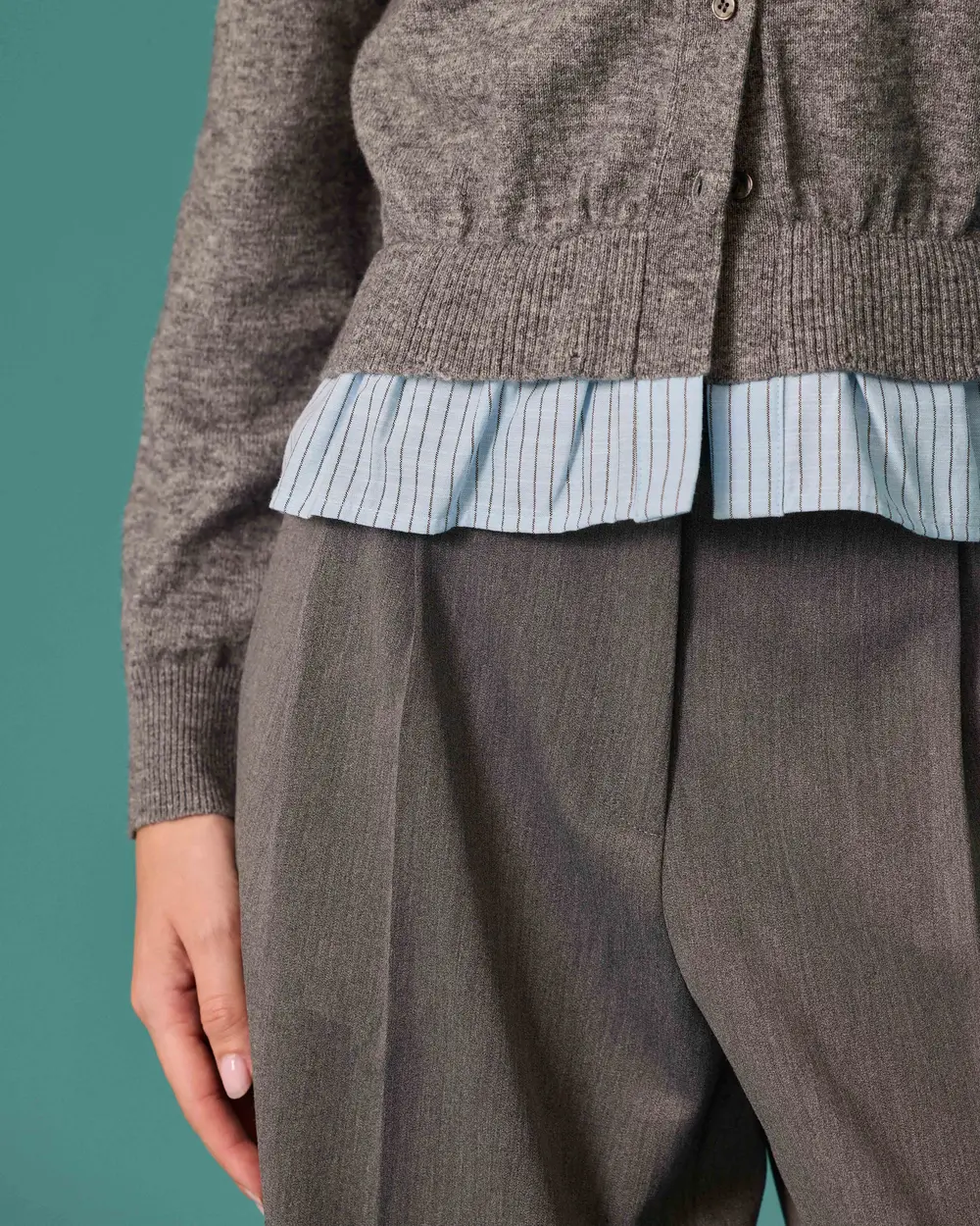 Shirt-Collar Knit Sweater