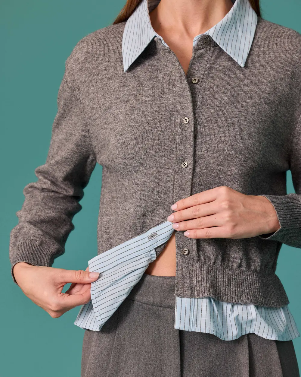 Shirt-Collar Knit Sweater