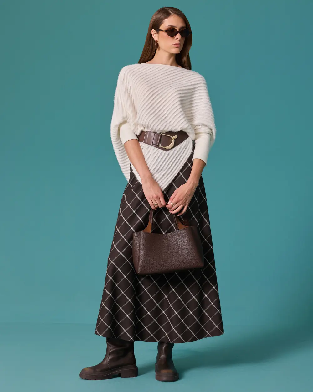 Boat Neck Asymmetrical-Cut Knit Poncho