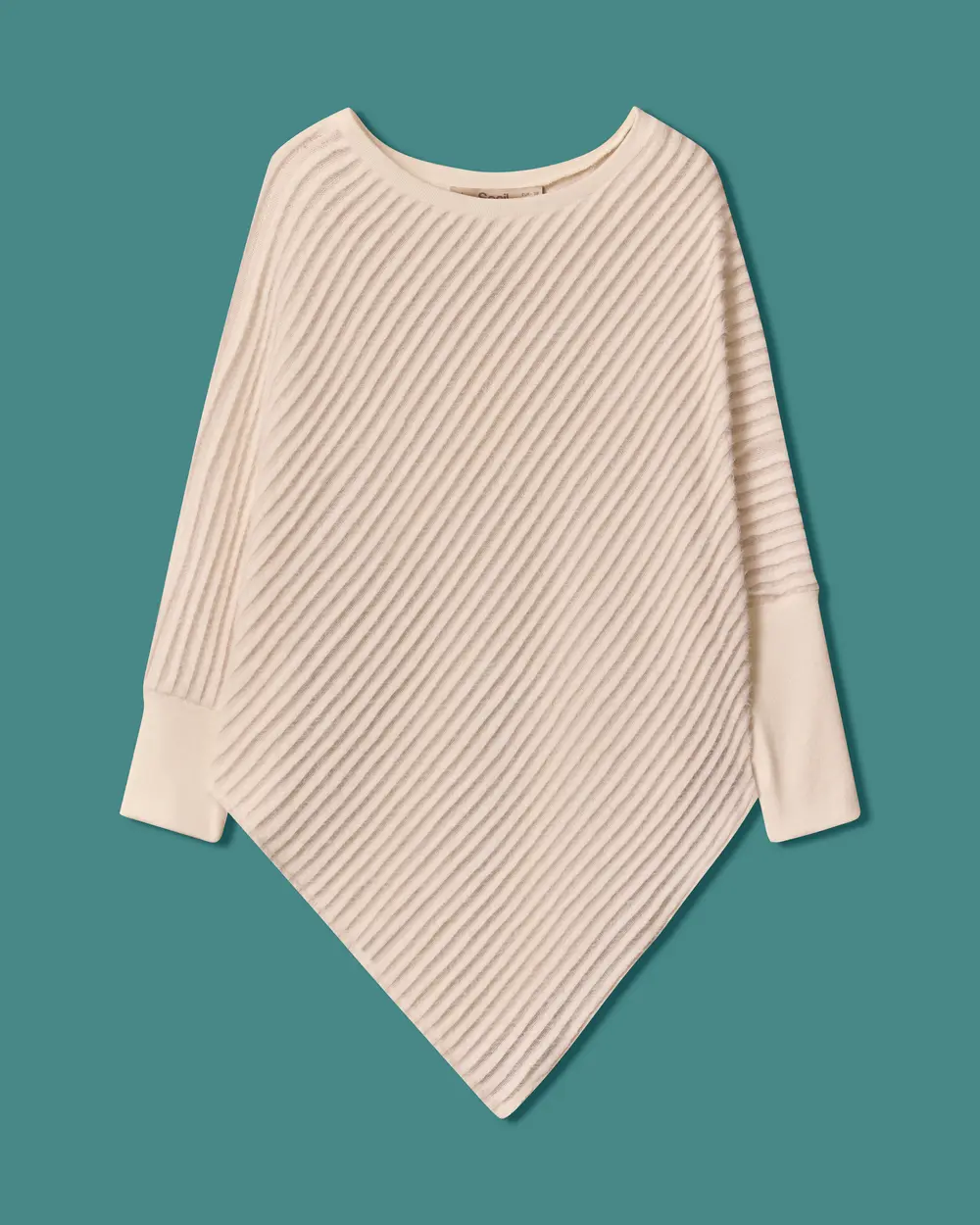 Boat Neck Asymmetrical-Cut Knit Poncho