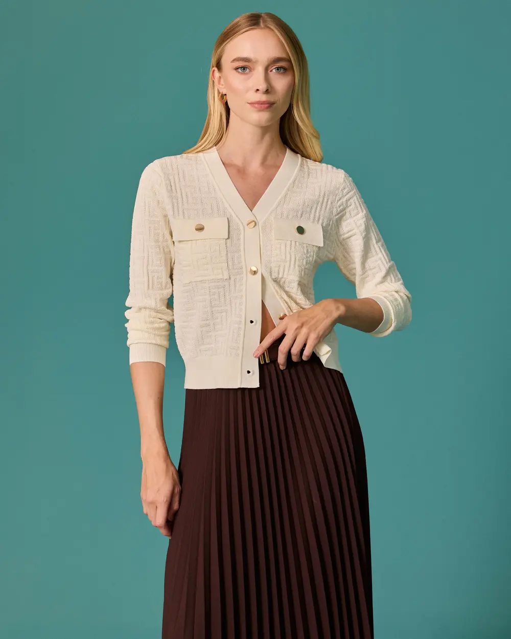 V-Neck Knit Cardigan