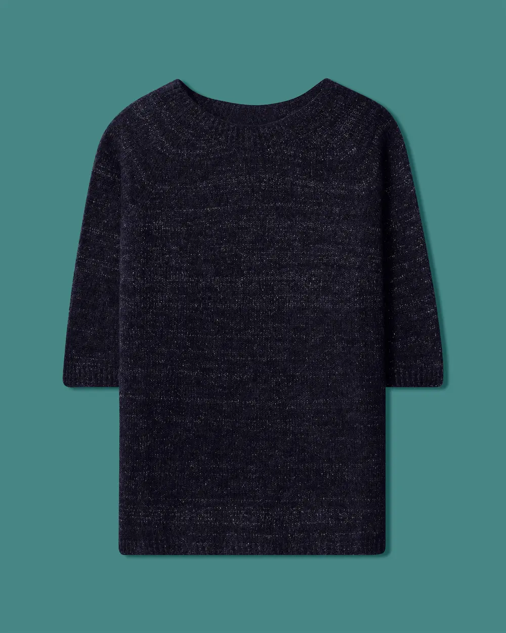 Round-Neck Short-Sleeve Knit Sweater