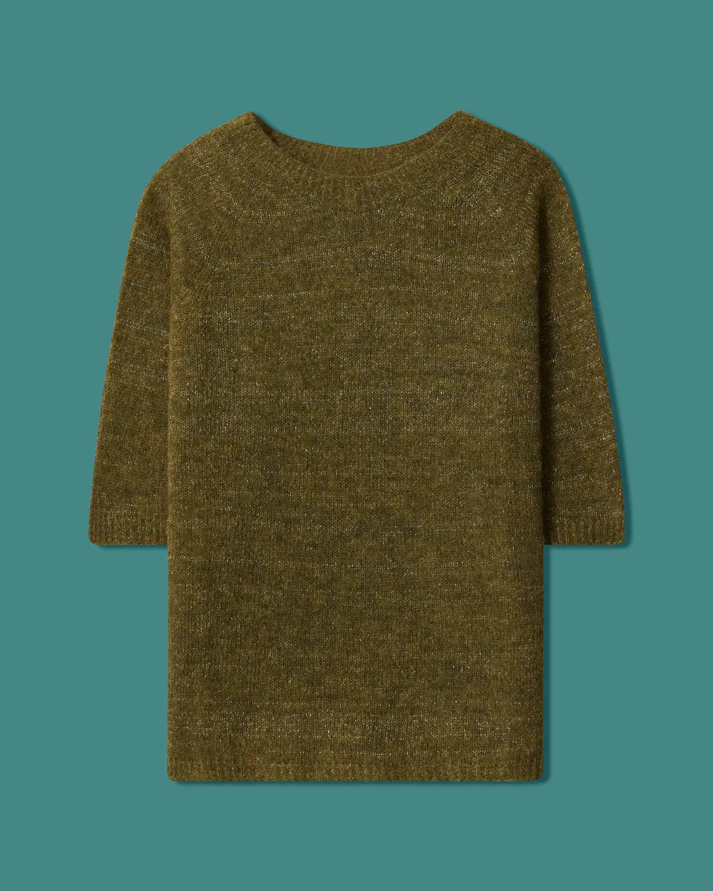 Round-Neck Short-Sleeve Knit Sweater