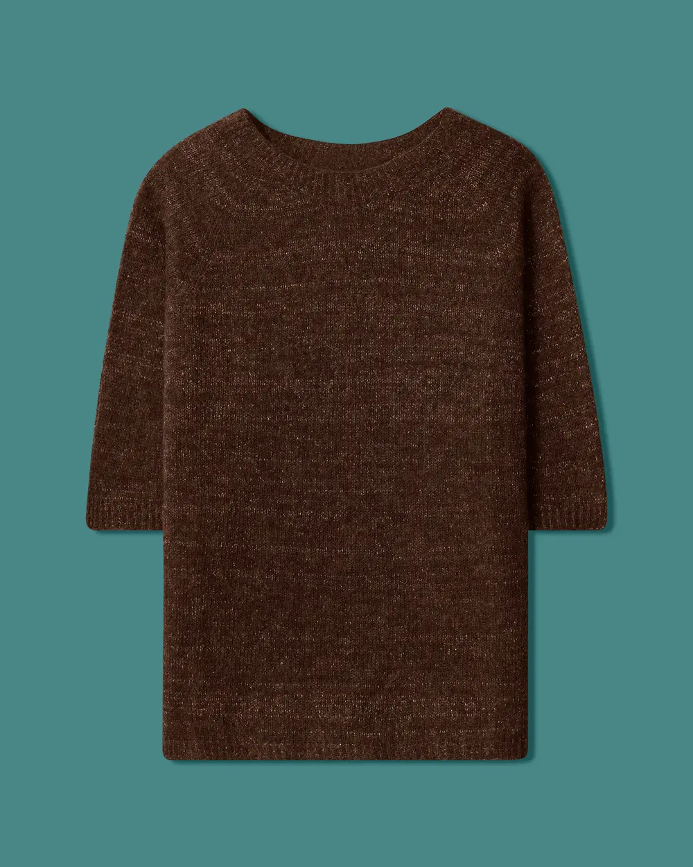 Round-Neck Short-Sleeve Knit Sweater