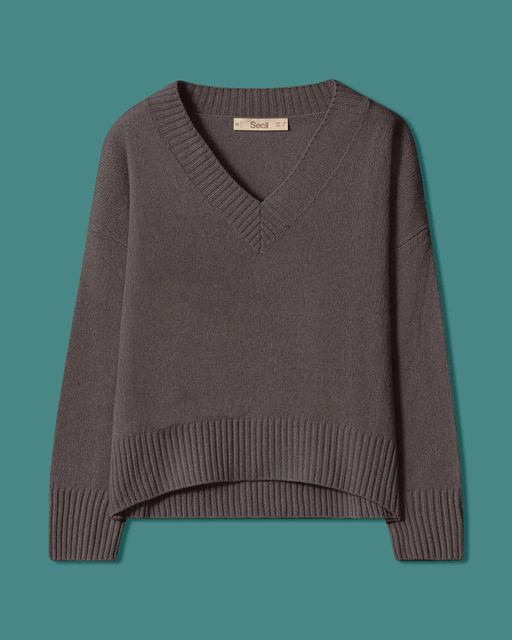 V-Neck Cashmere-Wool Blend Knit Sweater