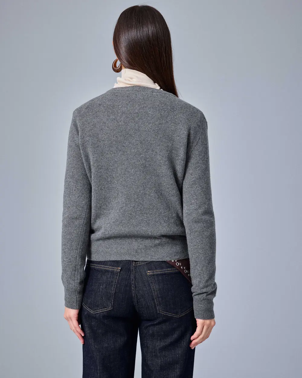 Round-Neck Cashmere-Blend Knit Sweater