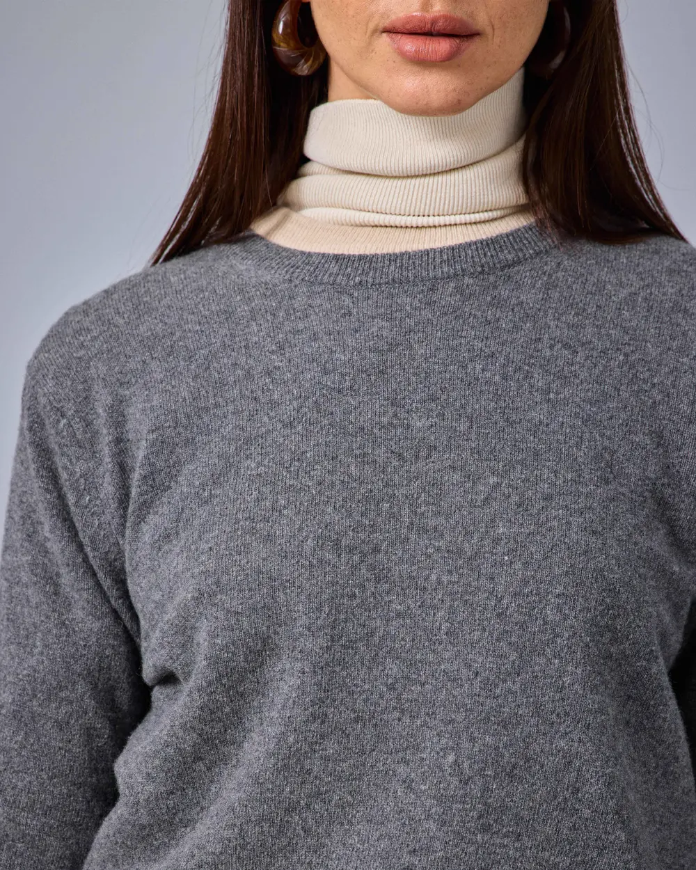 Round-Neck Cashmere-Blend Knit Sweater