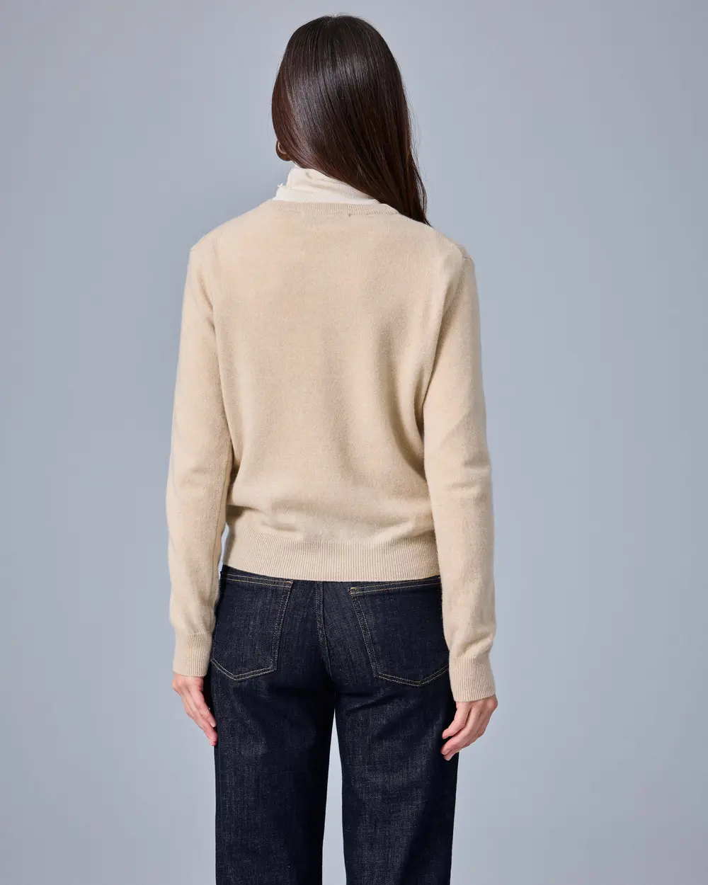 Round-Neck Cashmere-Blend Knit Sweater