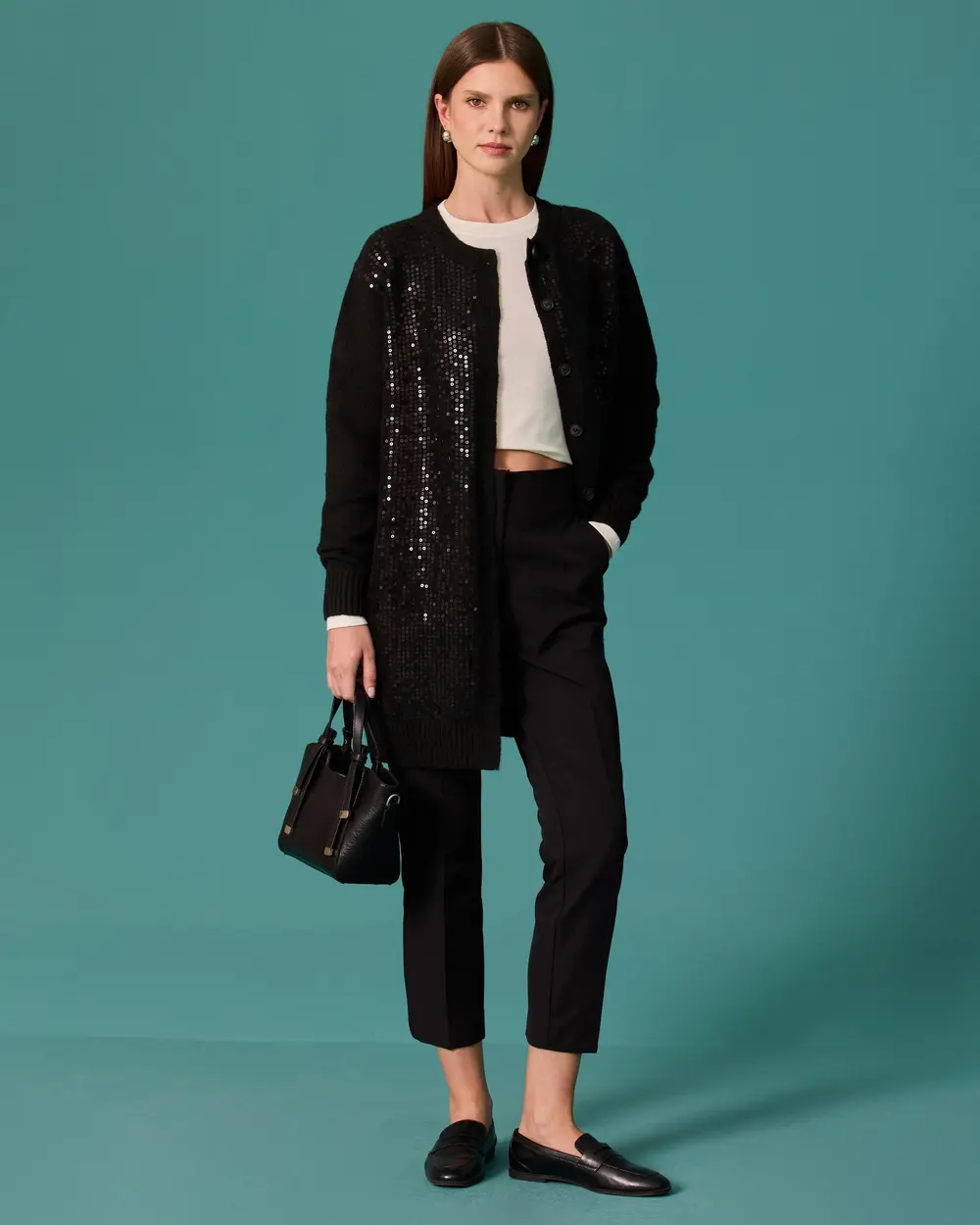 Payet Detailed Button-Front Knit Cardigan
