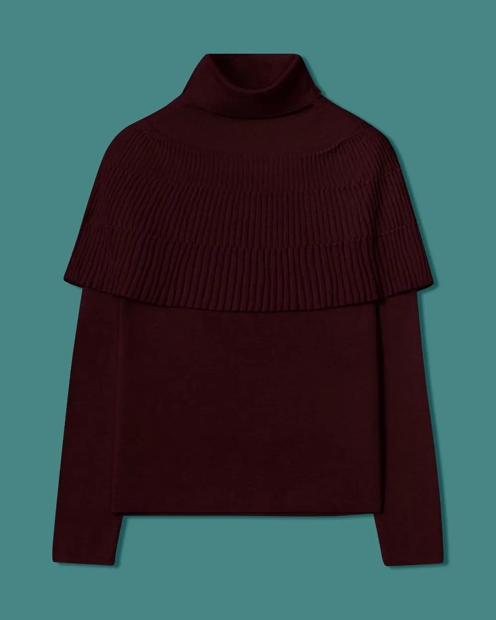 Cape-Style, Detailed Fisherman's Collar Knit Sweater