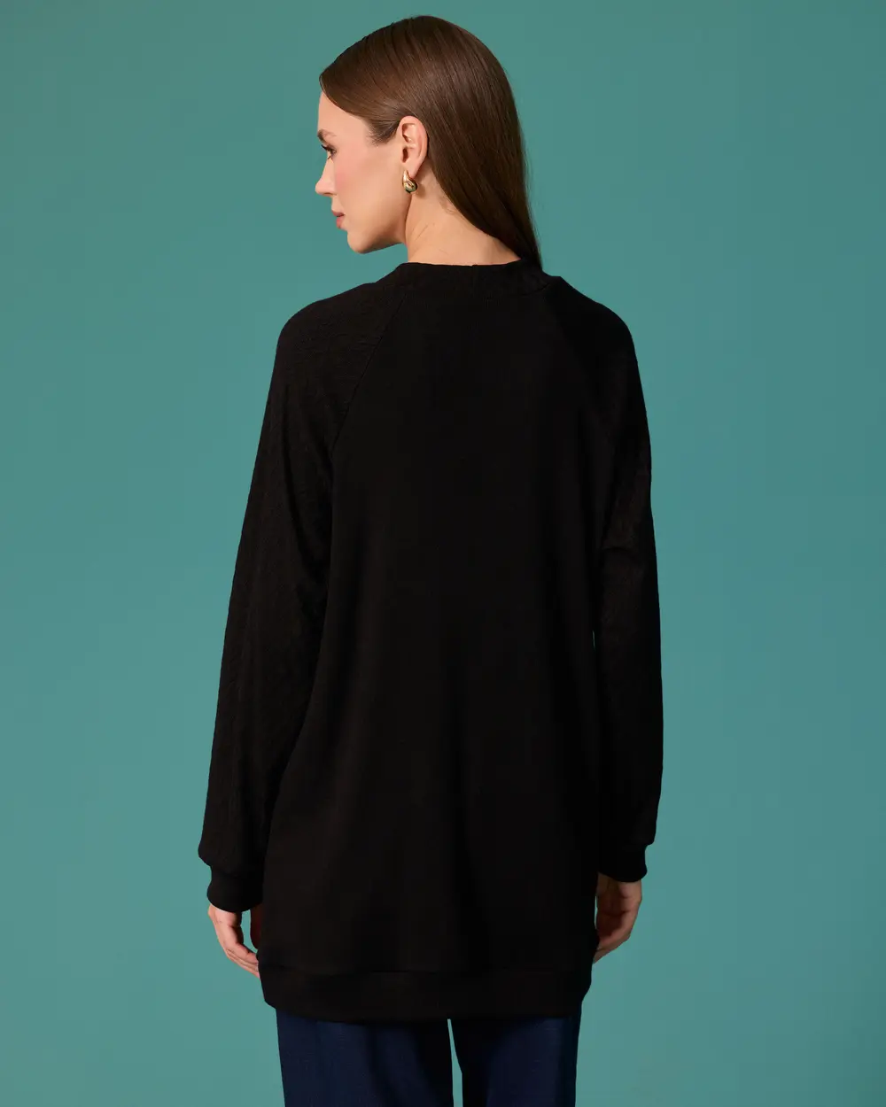 Kelebek Aksesuar Detaylı Bisiklet Yaka Sweatshirt