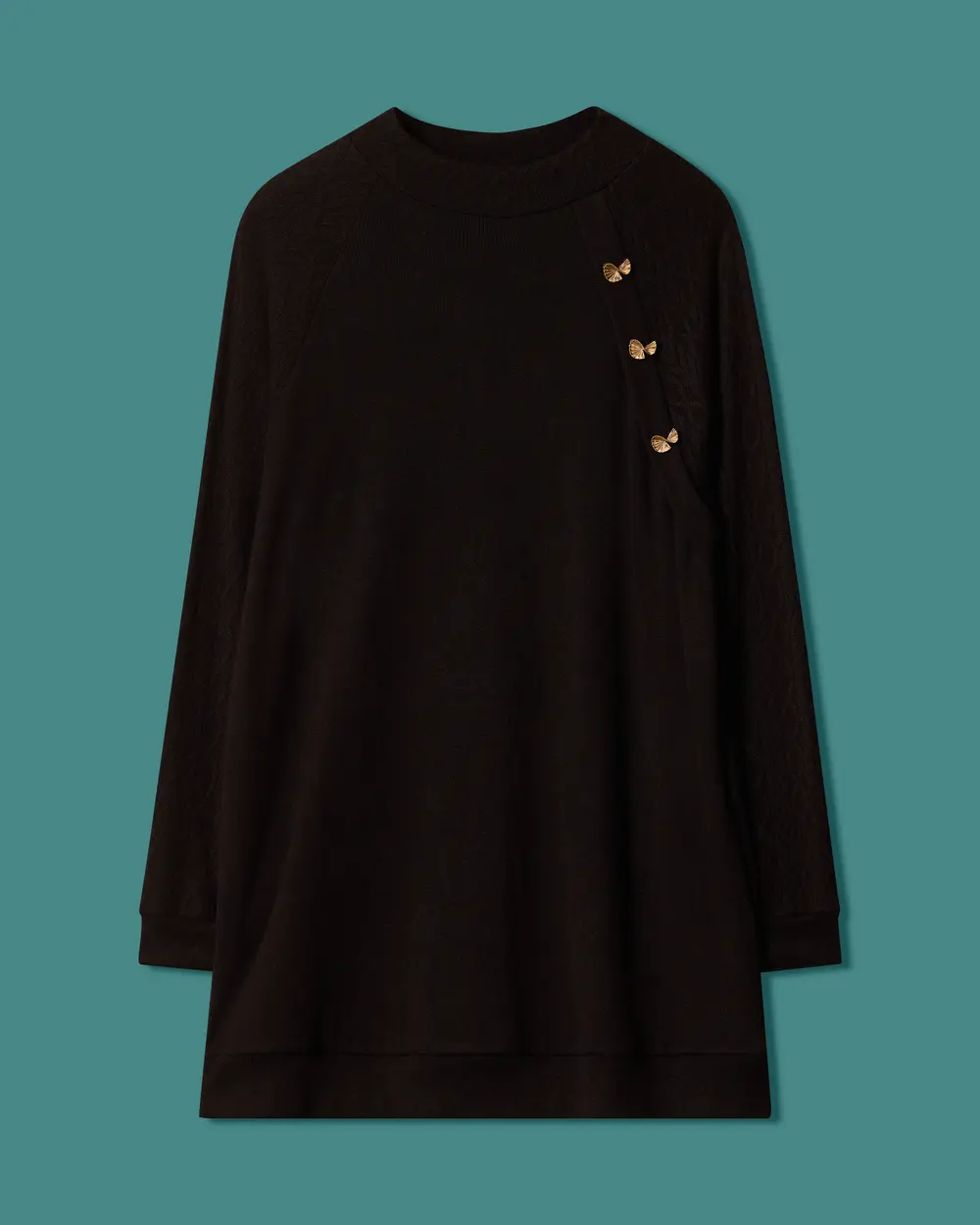 Kelebek Aksesuar Detaylı Bisiklet Yaka Sweatshirt