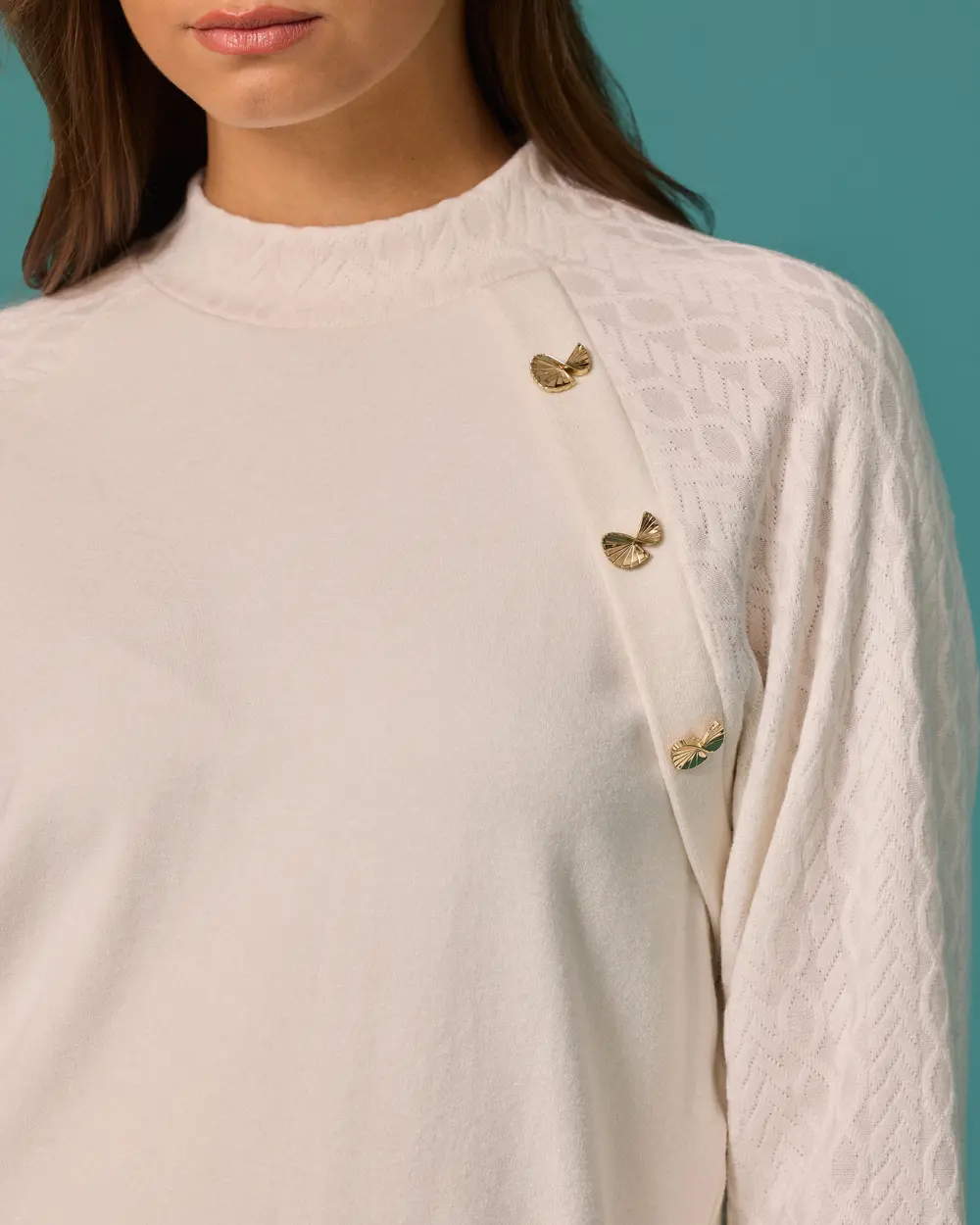 Kelebek Aksesuar Detaylı Bisiklet Yaka Sweatshirt