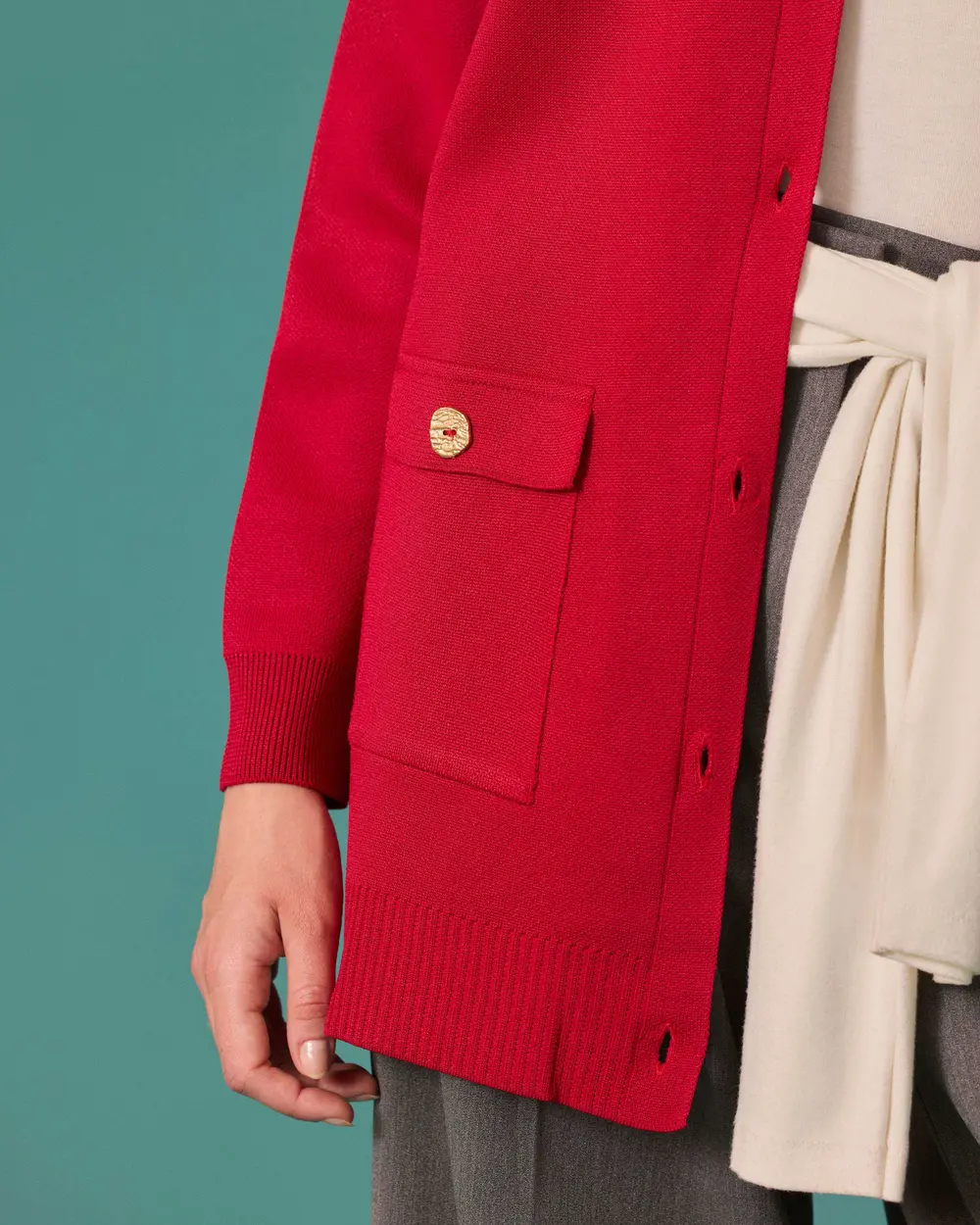 Button-Detail Knit Cardigan