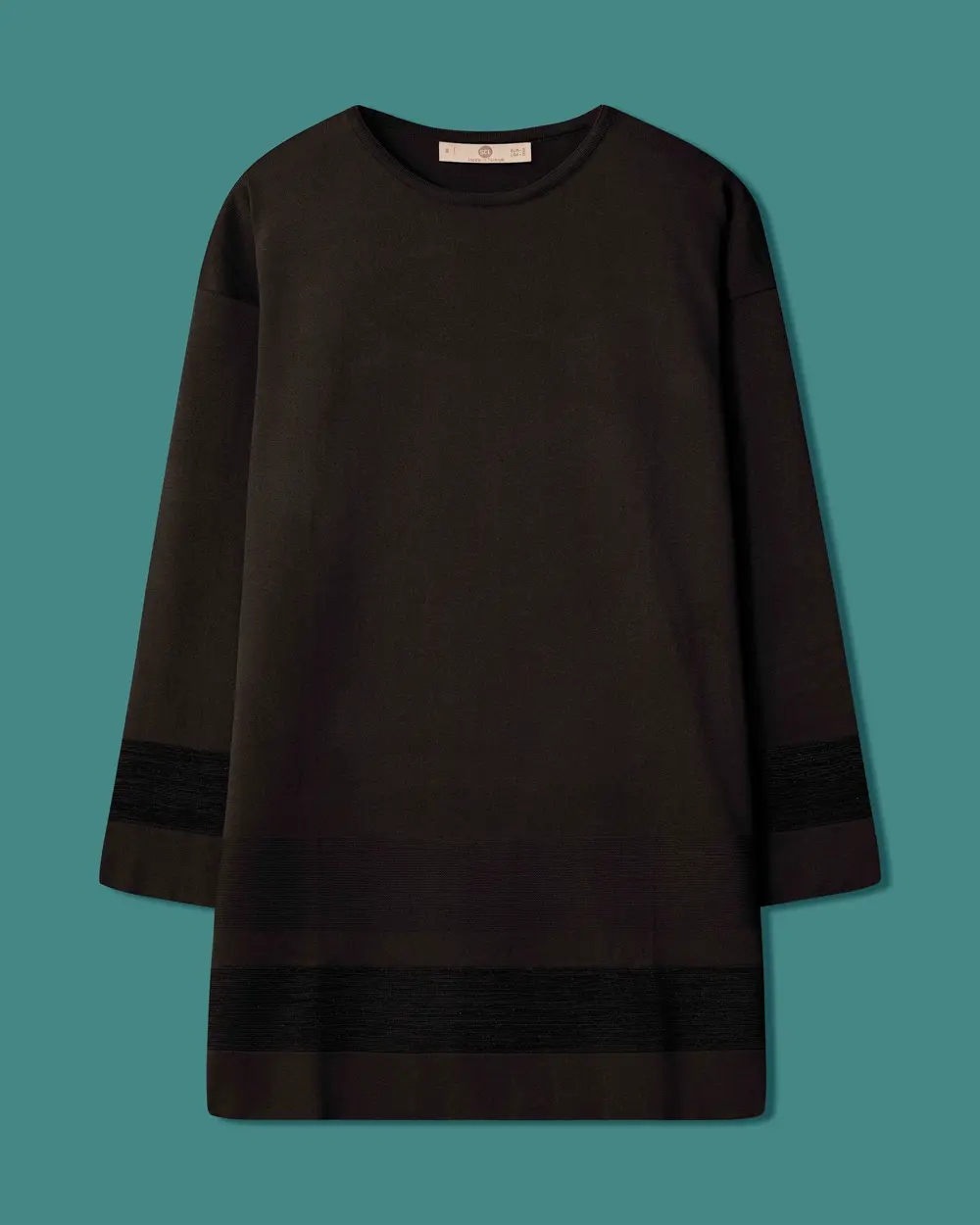 Round-Neck Sweater with Striped Accents