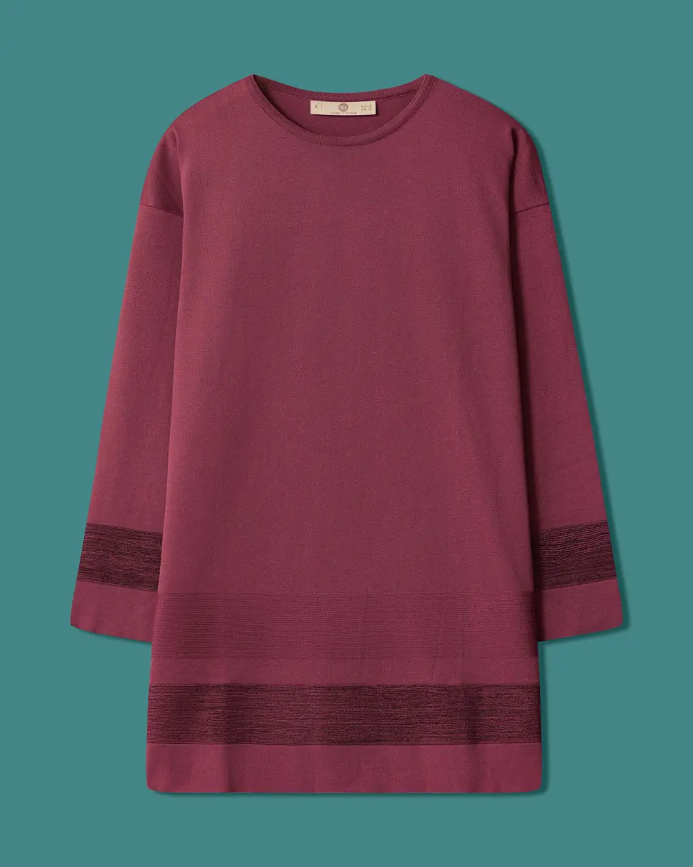 Round-Neck Sweater with Striped Accents