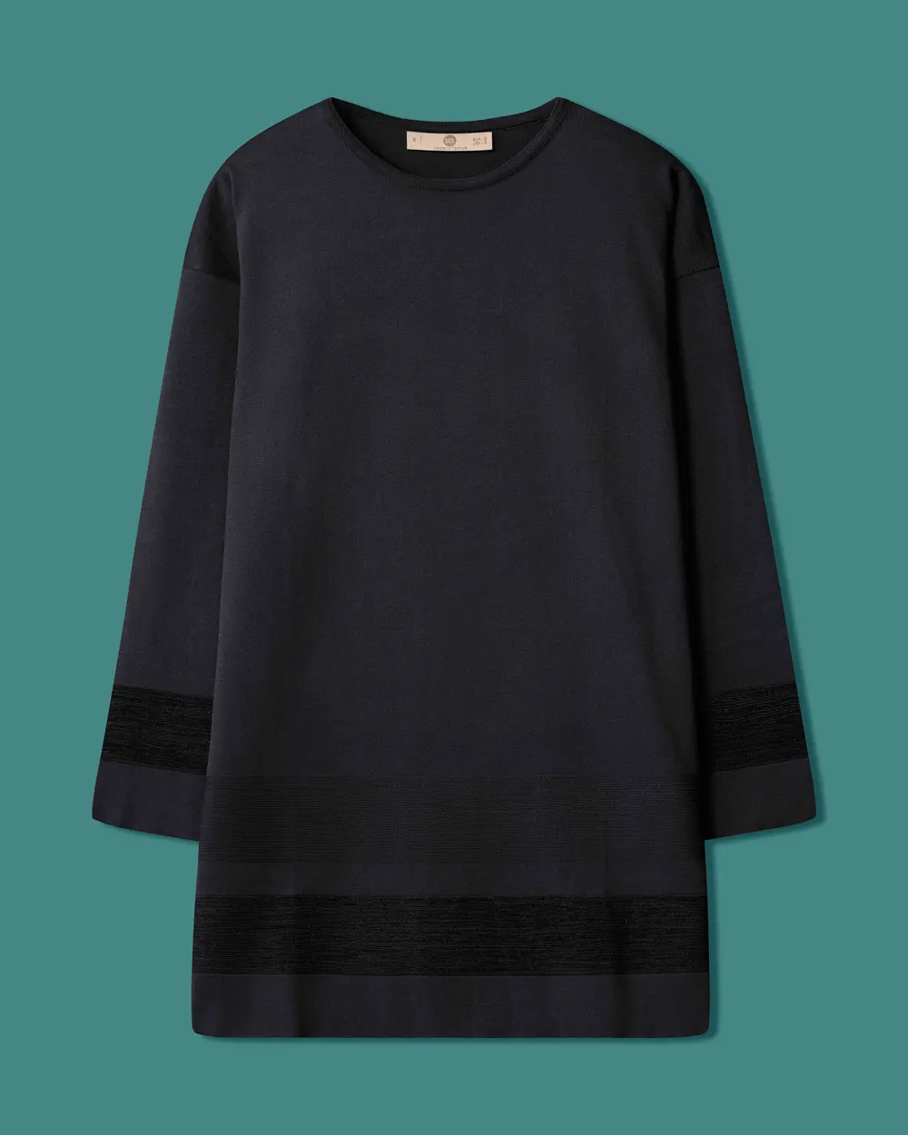 Round-Neck Sweater with Striped Accents