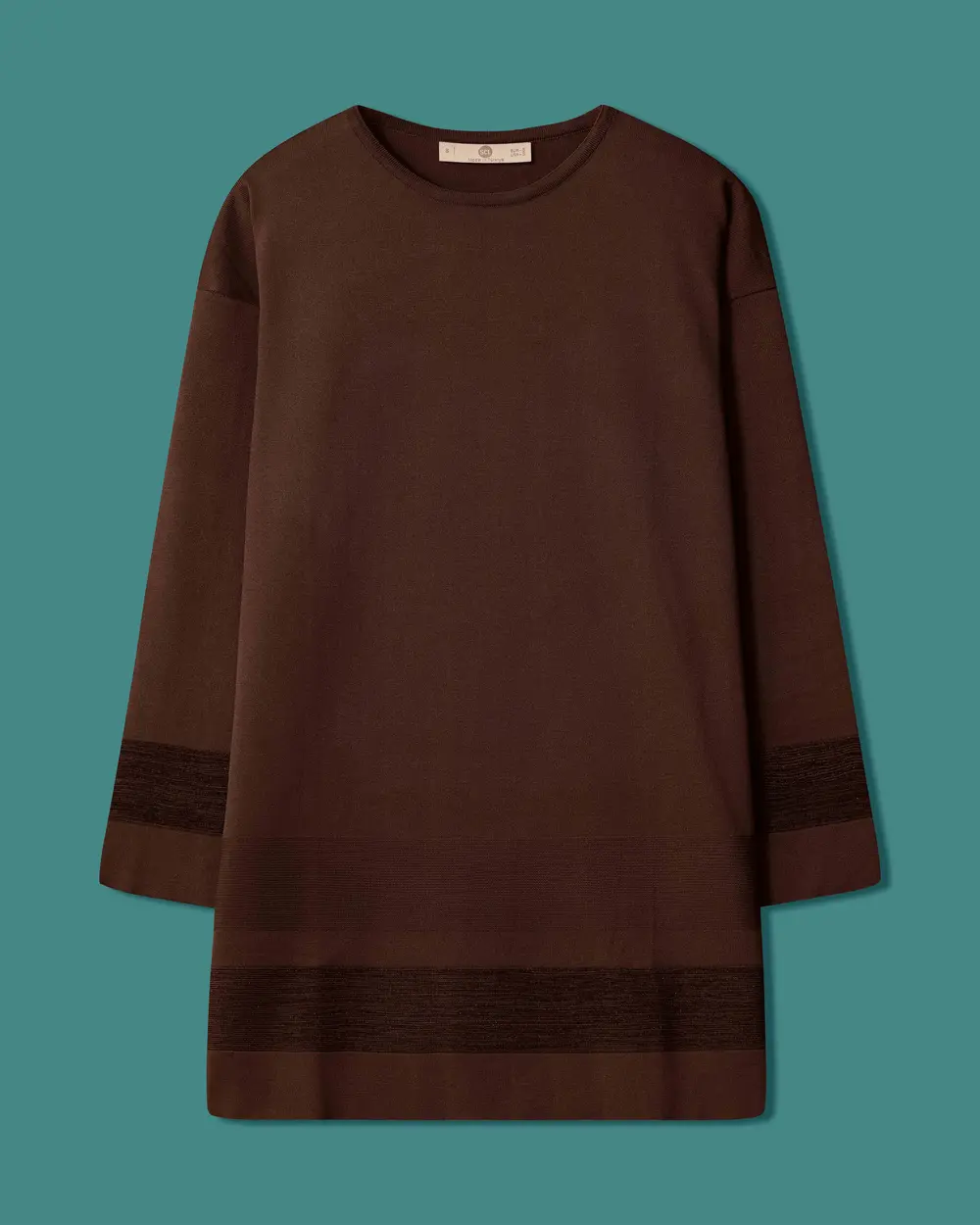 Round-Neck Sweater with Striped Accents