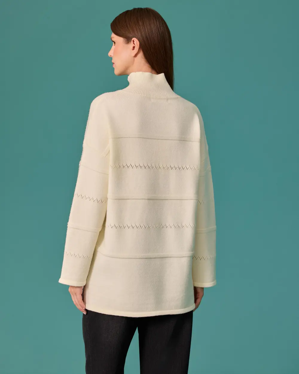 Detailed Fisherman's Collar Knit Tunic with Pockets