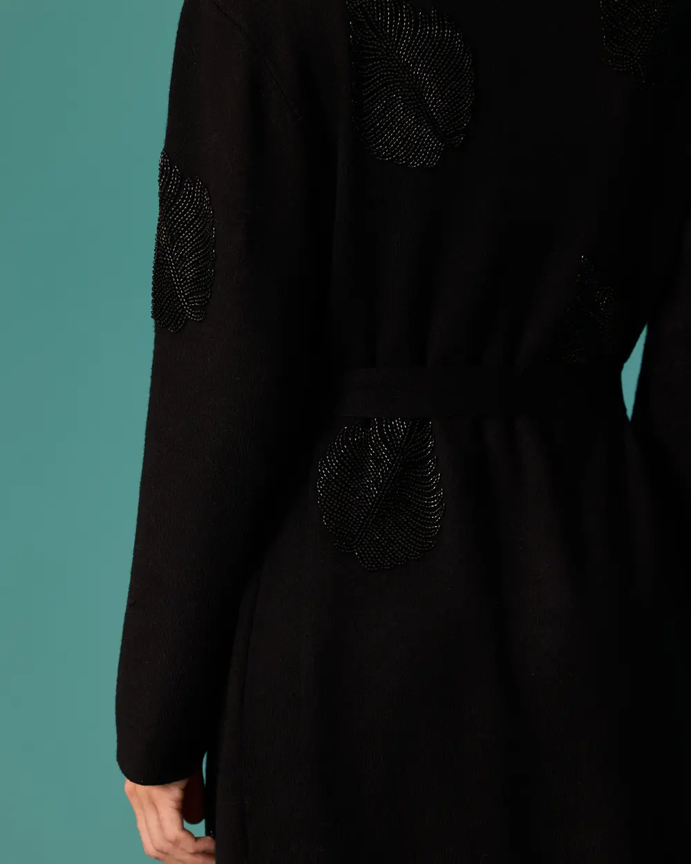Long-Sleeve Knit Cardigan with Jacket Collar