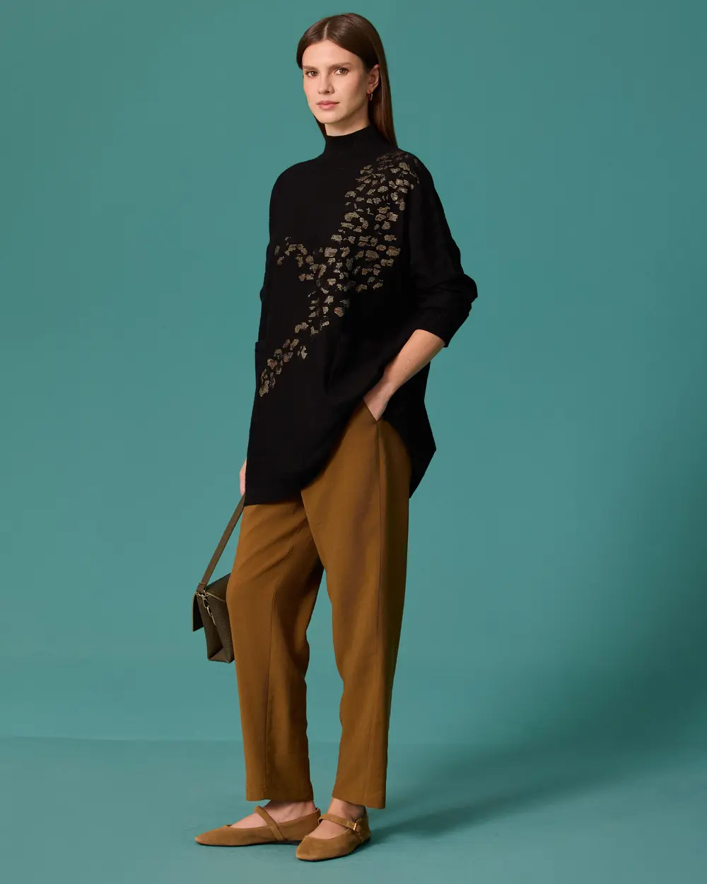 Half-Sleeve Fisherman-Style Knit Tunic