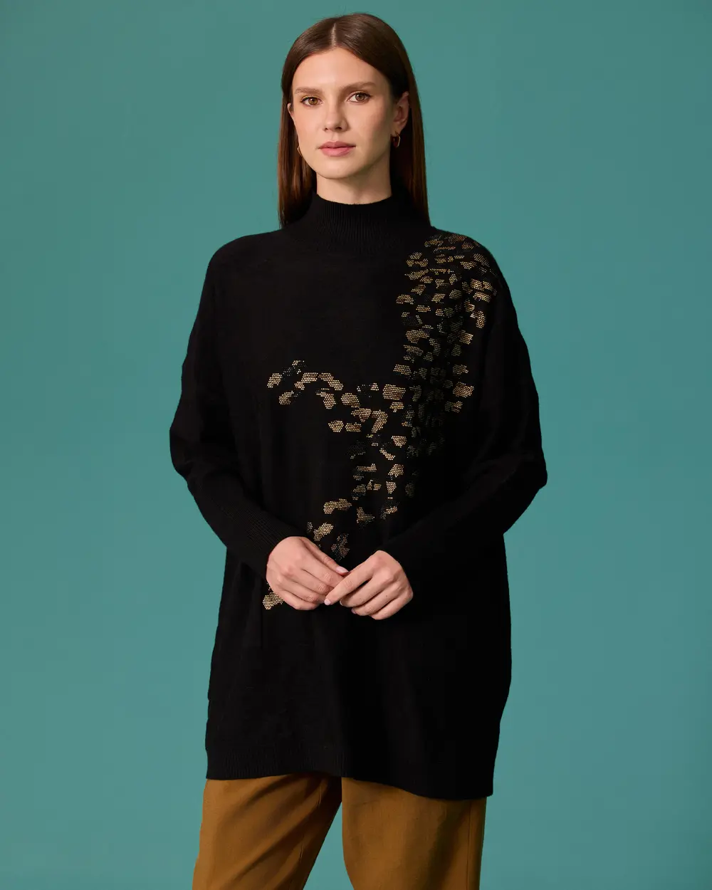Half-Sleeve Fisherman-Style Knit Tunic