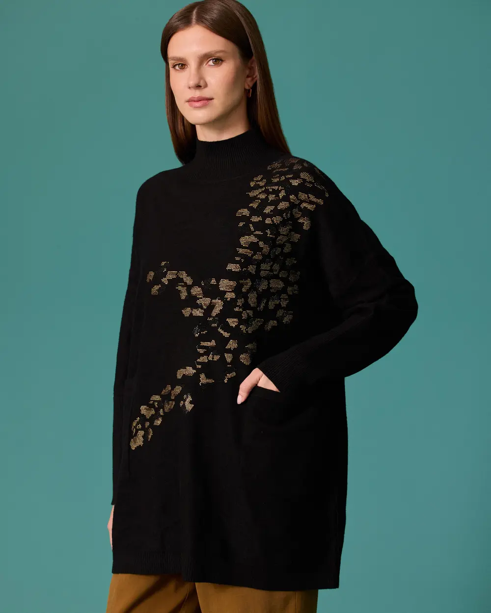 Half-Sleeve Fisherman-Style Knit Tunic