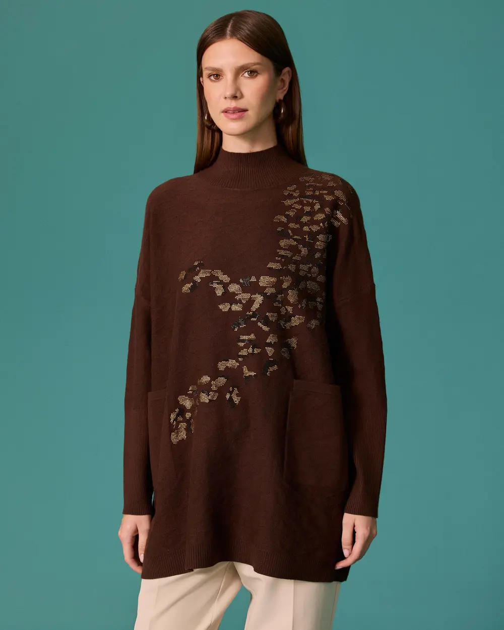 Half-Sleeve Fisherman-Style Knit Tunic