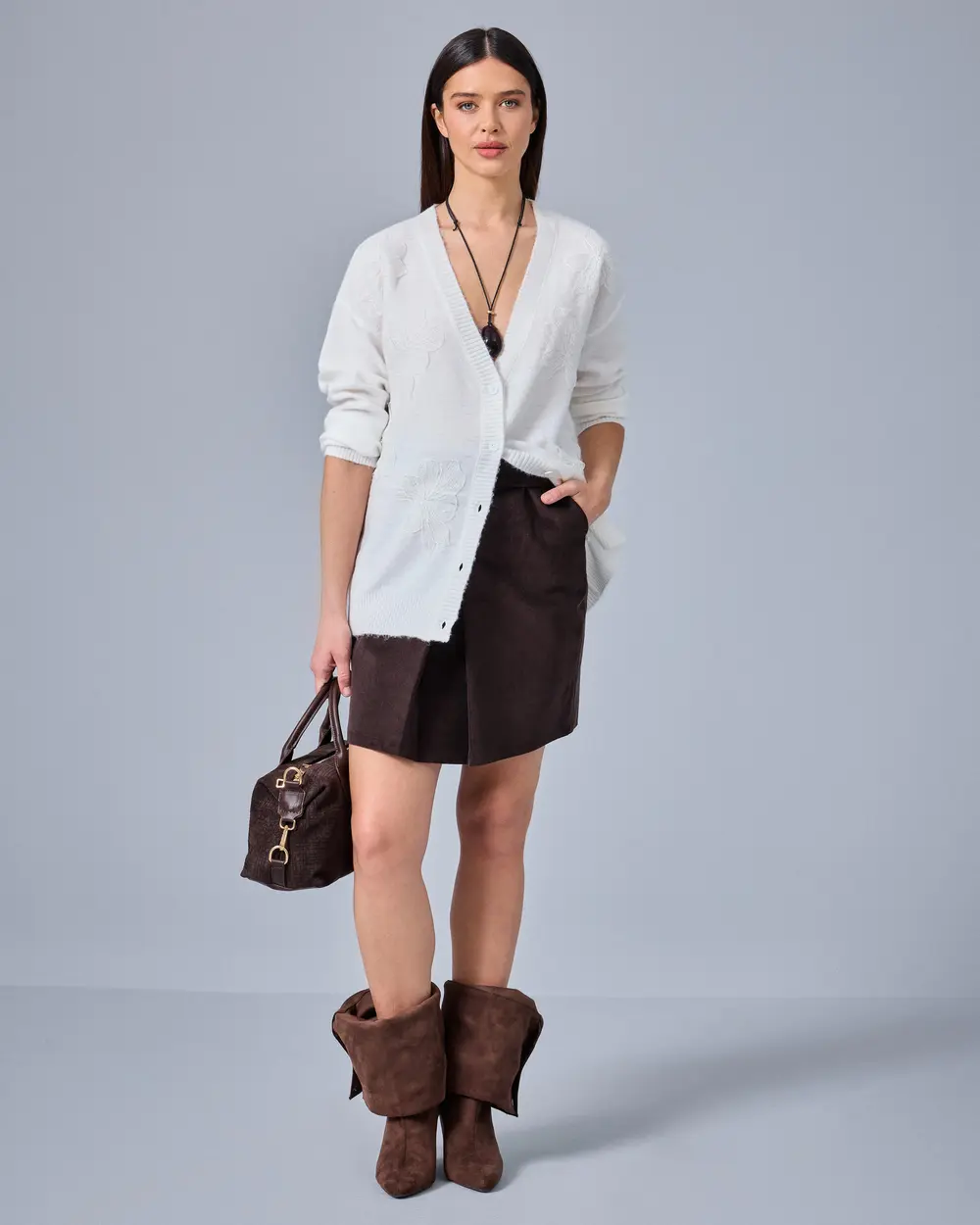 V Yaka Oversize Triko Hırka