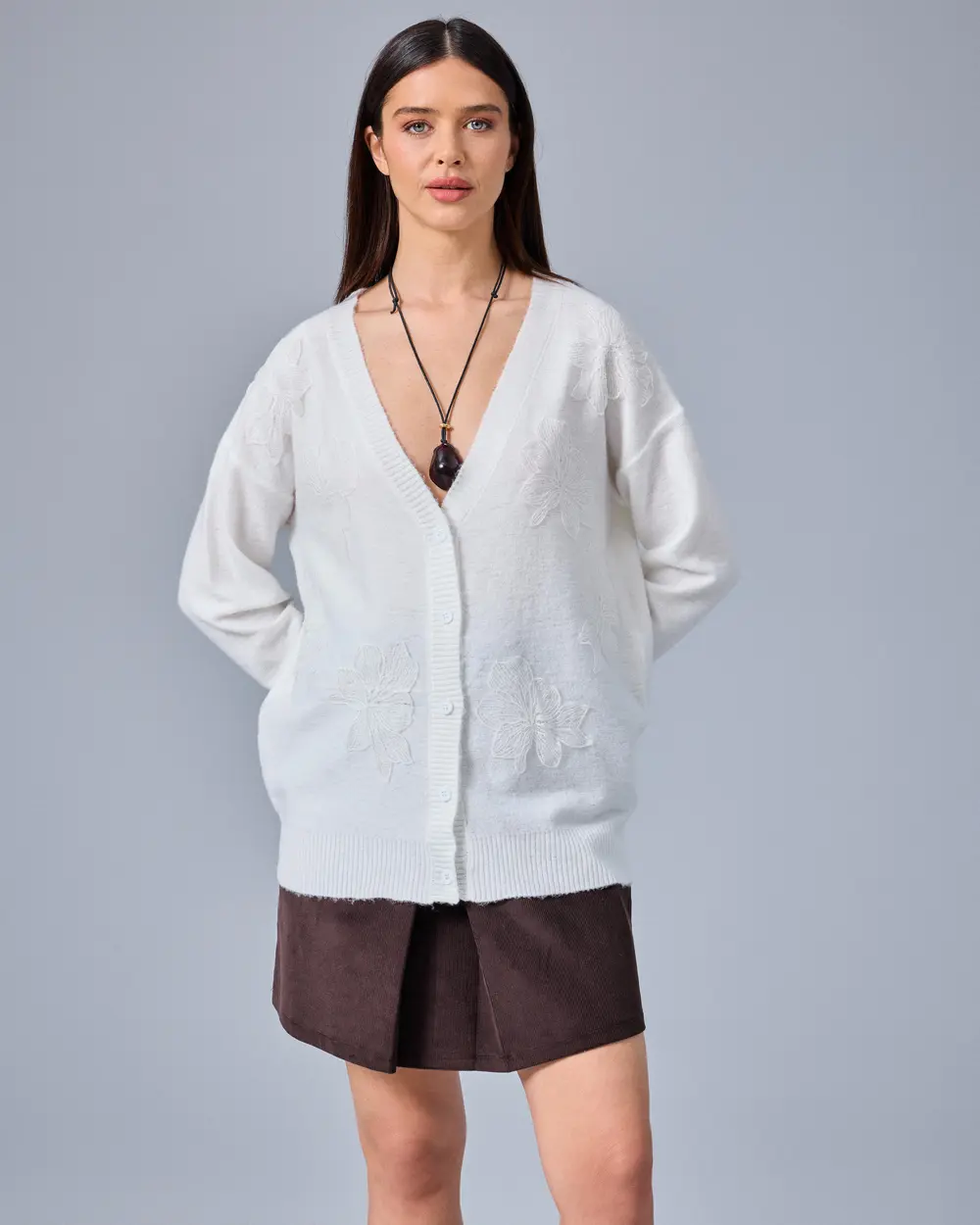 V Yaka Oversize Triko Hırka