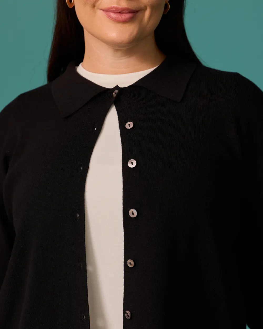 Plus-Size Shirt-Collar Sweater