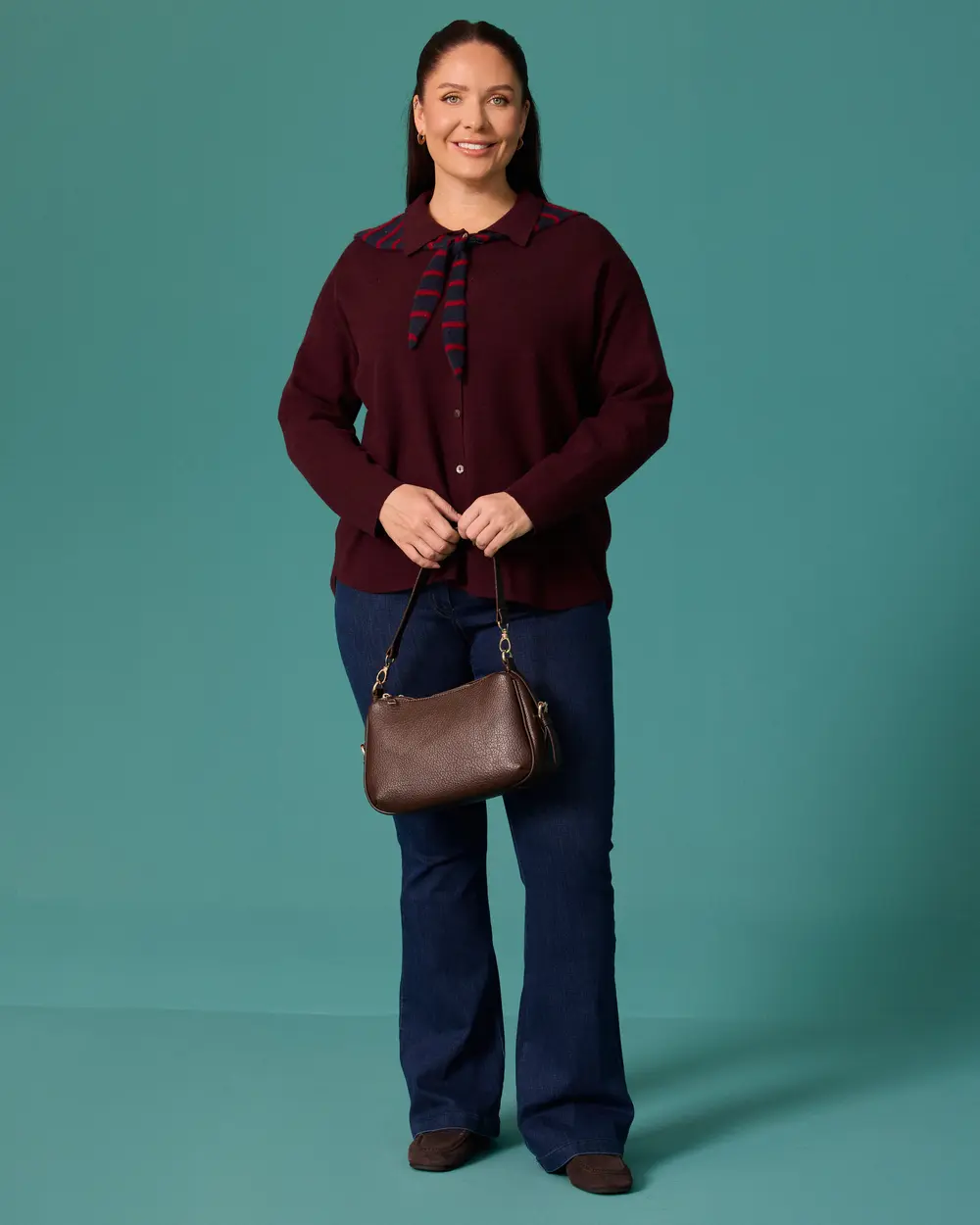 Plus-Size Shirt-Collar Sweater