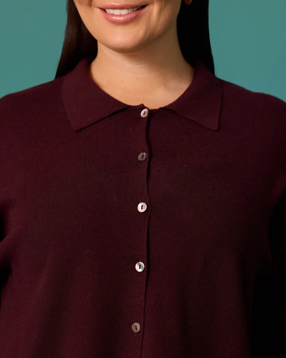 Plus-Size Shirt-Collar Sweater