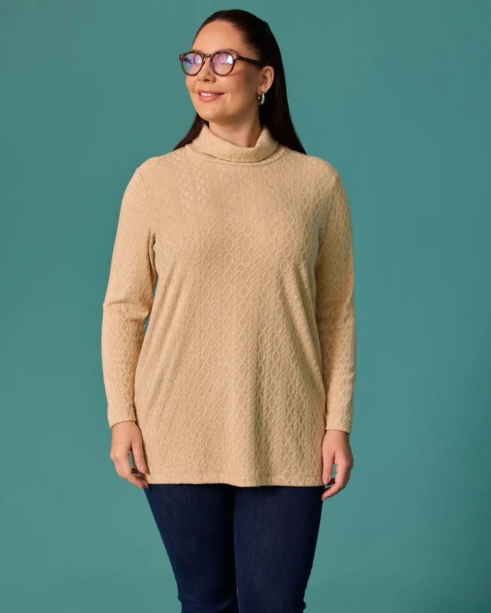 Plus-Size Boat-Neck Knit Blouse