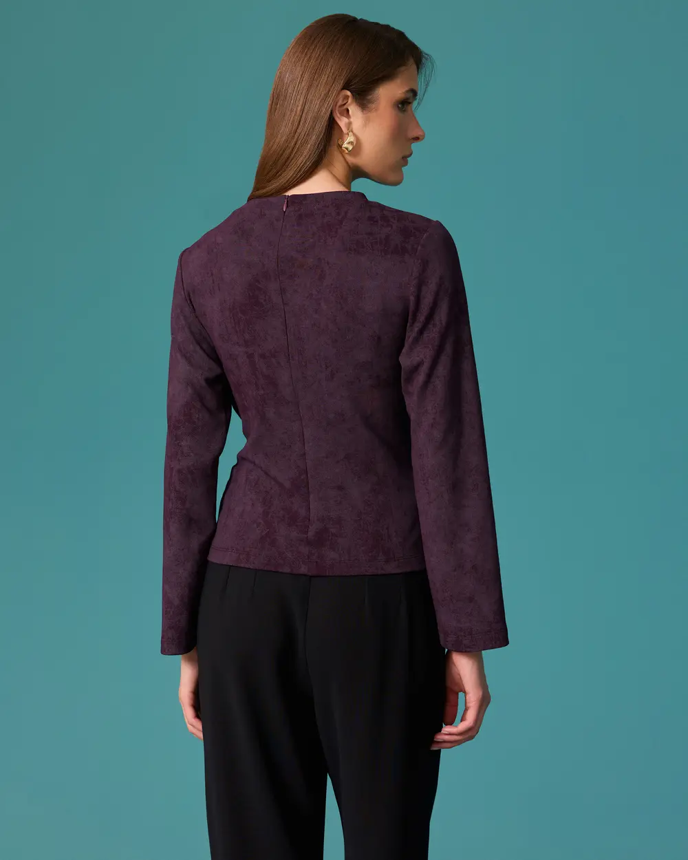 Round-Neck Blouse with Embellished Details