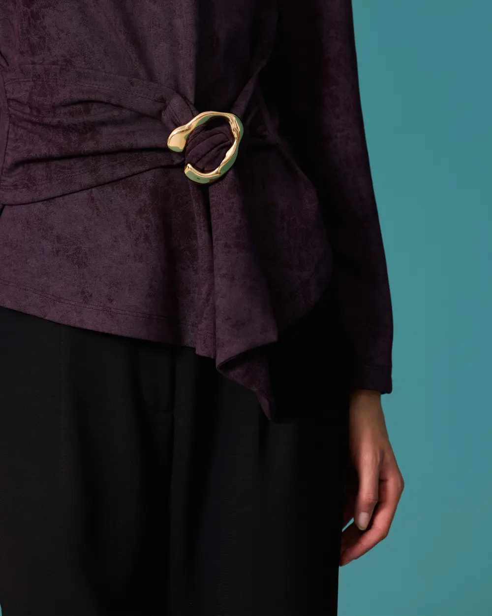 Round-Neck Blouse with Embellished Details