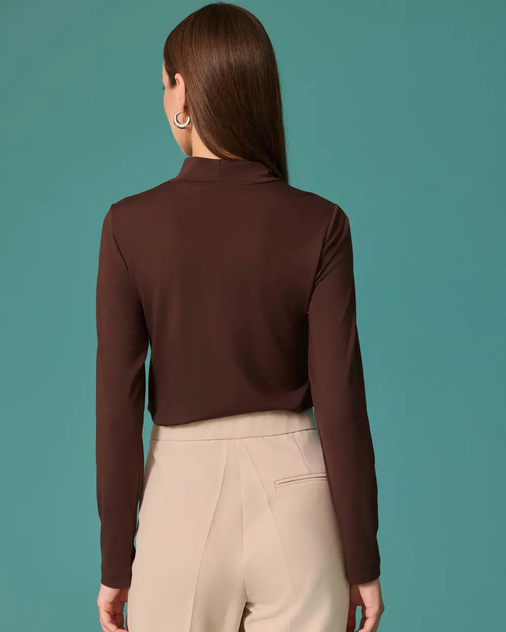 Stand-Up Collar Long-Sleeve Basic Blouse