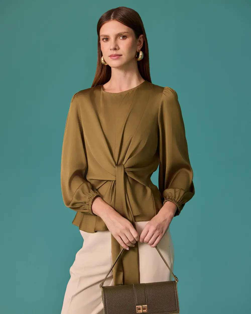 Tied-Detail Bike Neck Blouse