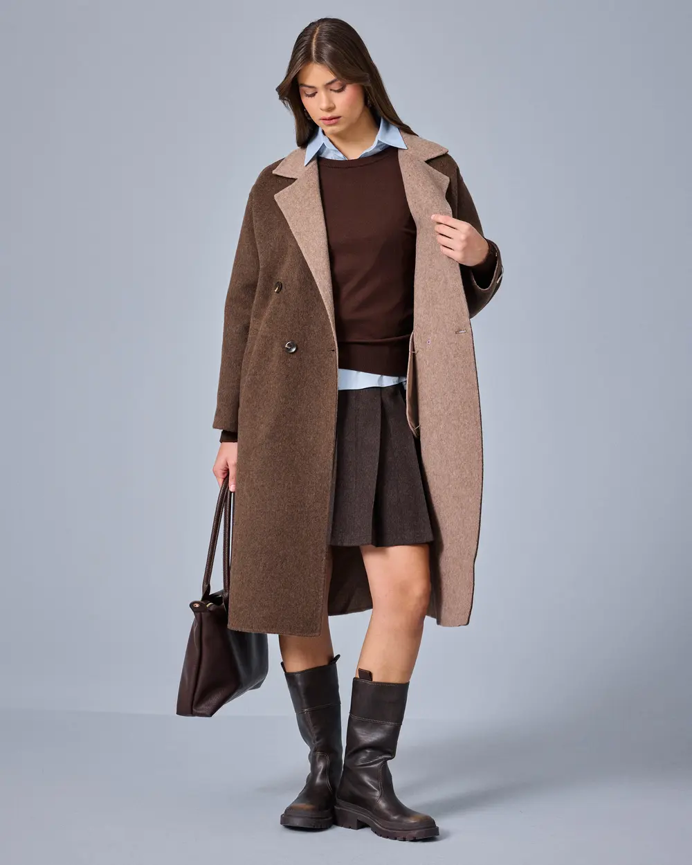 Kruvaze Yaka Oversize Kaban