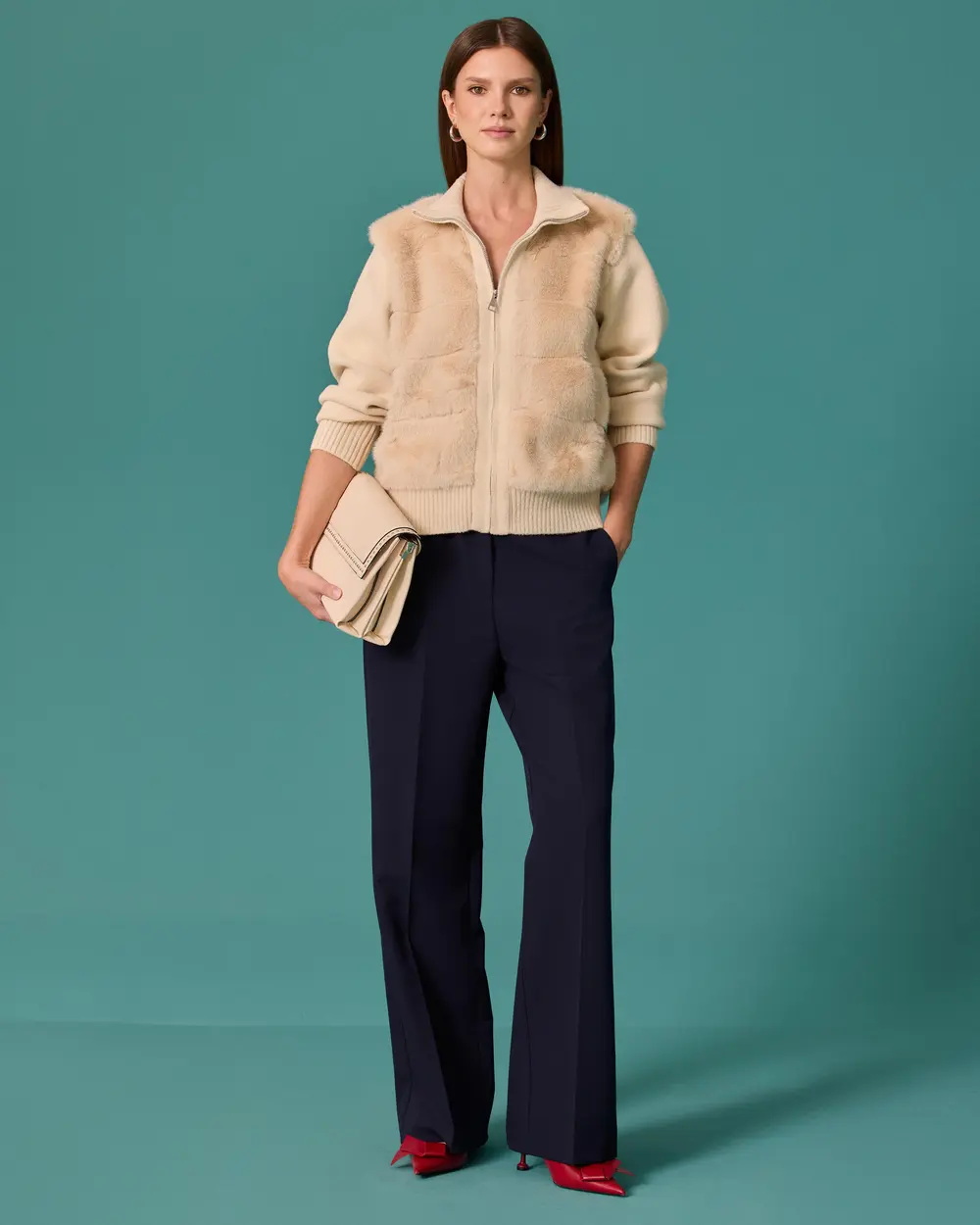 Stand-Up Collar, Double-Fabric Faux Fur
