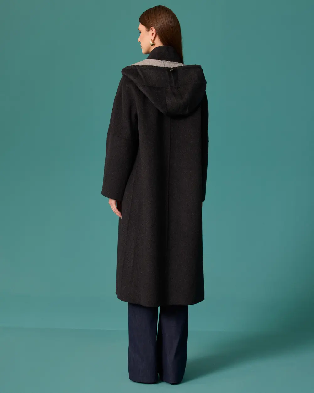 Oversized Long Coat with a Stand-Up Collar
