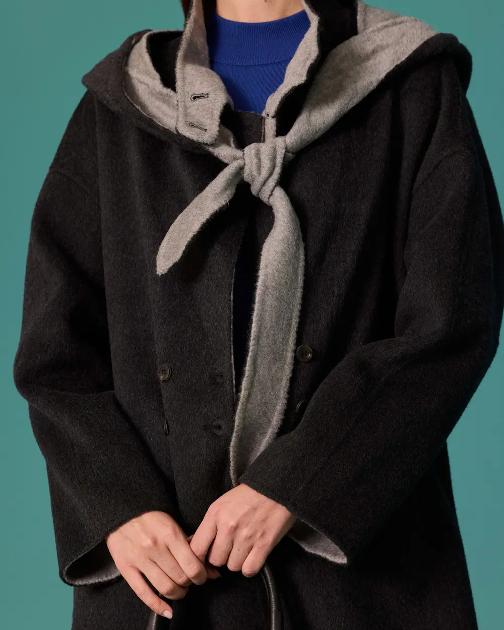 Oversized Long Coat with a Stand-Up Collar