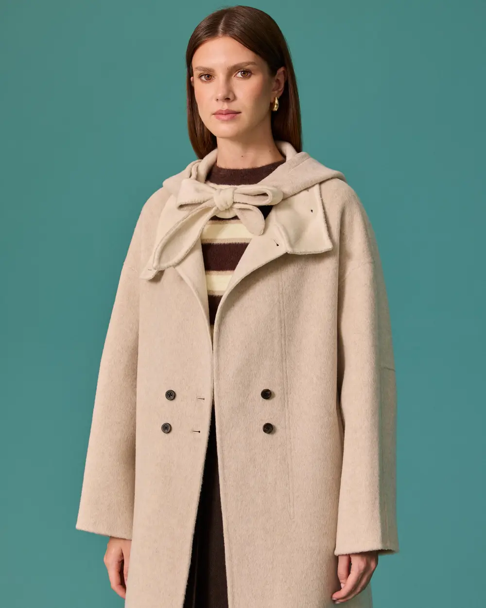 Oversized Long Coat with a Stand-Up Collar