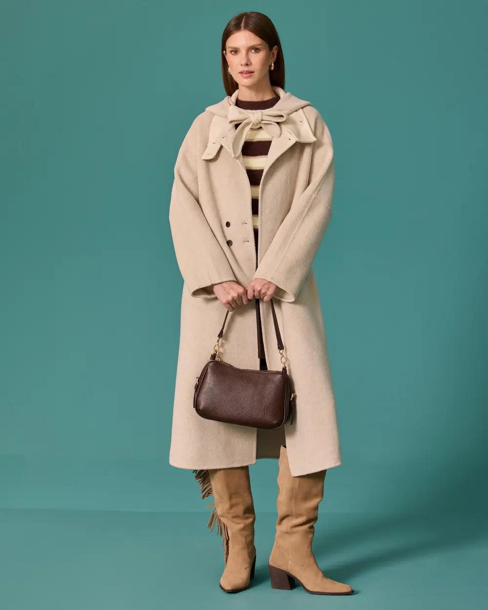 Oversized Long Coat with a Stand-Up Collar